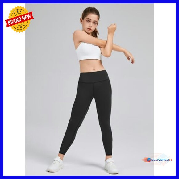 Girls High Waist Athletic Leggings with Pockets 5-Pack Yoga Pants - Picture 3 of 8